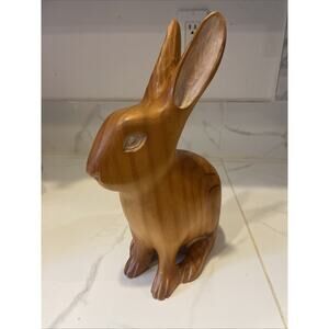 Vintage Sarreid LTD Hand Carved 12” Solid Wood Bunny Rabbit Made In Spain